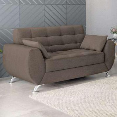 Conjunto de Sofá 2 e 3 Lugares Larissa Suede Castanho