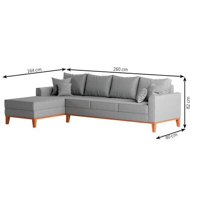 Sofá 4 Lugares Beny Com Chaise Esquerdo Linho Cinza
