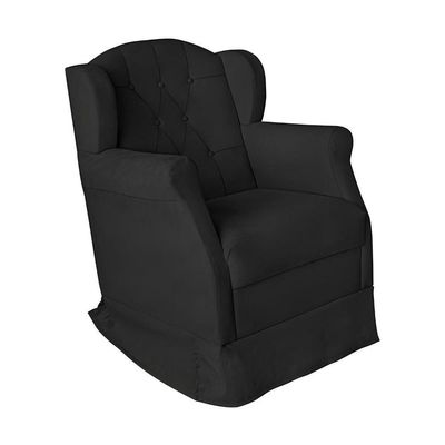 Poltrona Amamentação Balanço Confortável E Puff Suede Ariel preto