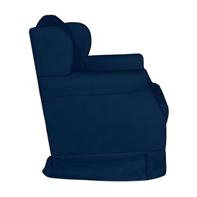 Poltrona Amamentação Balanço Confortável E Puff Suede Ariel azul Marinho