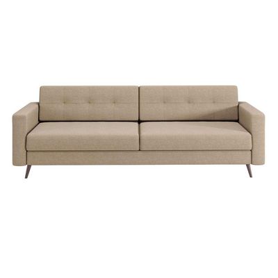 Sofá 3 Lugares Living Pé Palito Linho Cotton Bege 210 cm