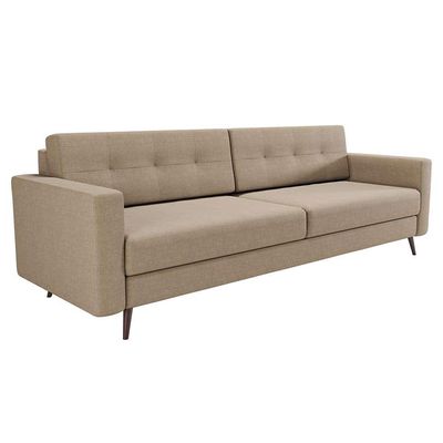 Sofá 3 Lugares Living Pé Palito Linho Cotton Bege 210 cm