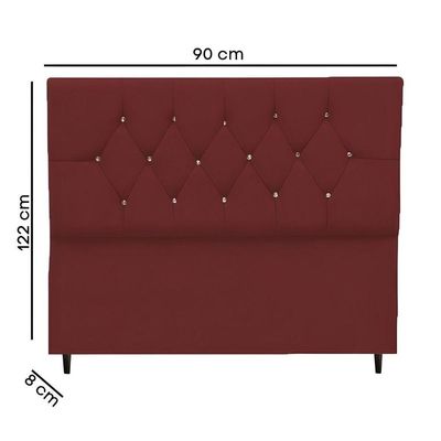 Cabeceira Cama Box Solteiro 90 Cm Geovana Suede bordô