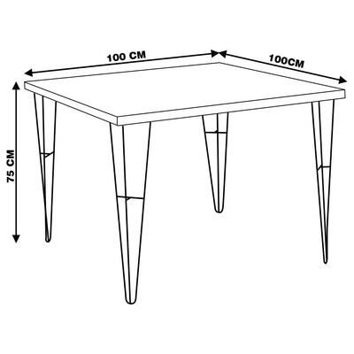 Mesa Sala de Jantar Cozinha Ludiana Quadrada 100cm Grafite Madeira Maciça Rustic Brown - Gran Belo