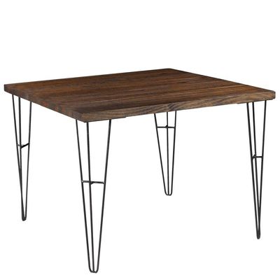 Mesa Sala de Jantar Cozinha Ludiana Quadrada 100cm Grafite Madeira Maciça Rustic Brown - Gran Belo