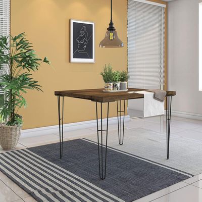 Mesa Sala de Jantar Cozinha Ludiana Quadrada 100cm Grafite Madeira Maciça Rustic Brown - Gran Belo