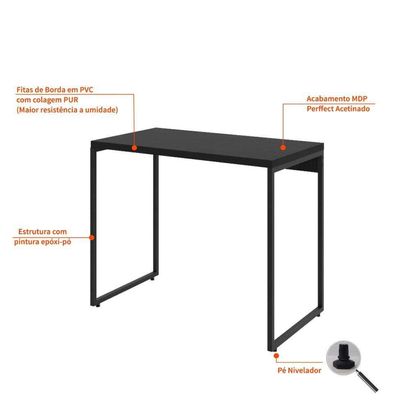 Mesa de Escritório Studio Preta 90 cm