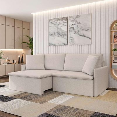 Sofá 2 Lugares Retrátil e Reclinável Stilo Linho Cru 174 cm