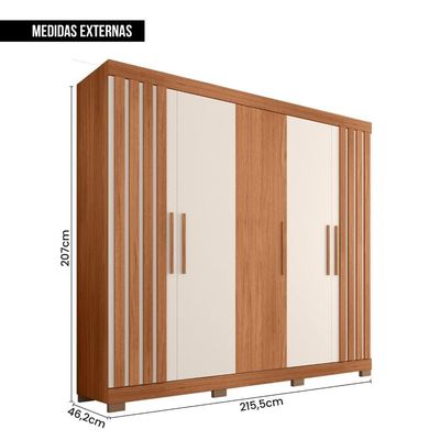 Guarda Roupa Casal 5 Portas 2 Gavetas Marta Marrom Caemmun