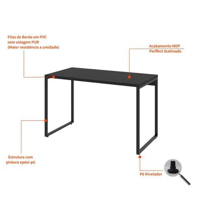 Mesa de Escritório Kuadra Preta 120 cm