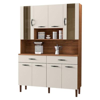 Kit Cozinha Ambiente Golden 8 Portas Nogueira Off White - Kits Paraná