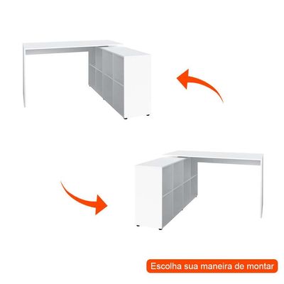 Mesa de Escritório em L Nero Branco