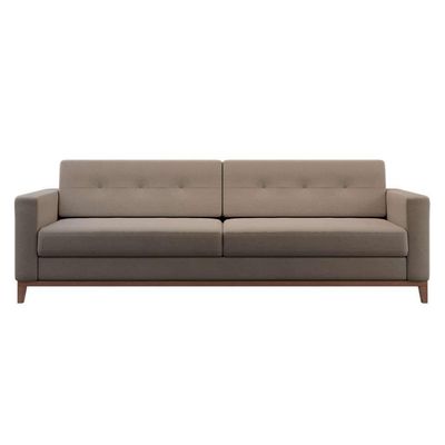 Sofá 3 Lugares Living Base de Madeira Linho Cotton Bege 210 cm