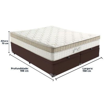 Cama Box Baú Marrom E Colchão King Best Molas Ensacadas Queen 158x198x33 Anjos