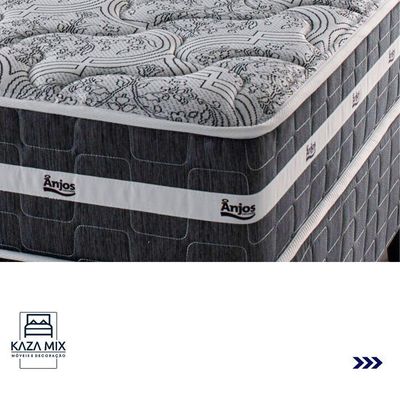 Cama Box Baú Branco E Colchão Black Graphite Molas Ensacadas Casal 138x188x32 Anjos