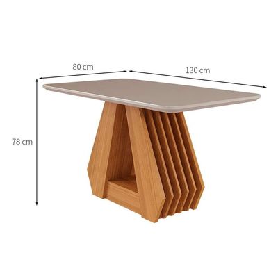 Mesa de Jantar Retangular com Tampo de Vidro Agata Off White e Nature 130 cm