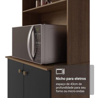 Armário De Cozinha Compacta 235cm Rustic/preto Gourmet Madesa Xc03 Rustic/preto