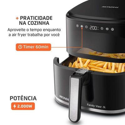 Fritadeira Sem Óleo Air Fryer Digital 5L Mondial Preto 2000w AF-50-DV 60hz 220V