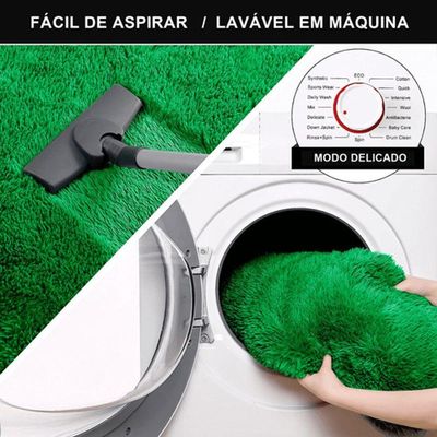Tapete Sala Felpudo Peludo Verde Redondo 100 Cm