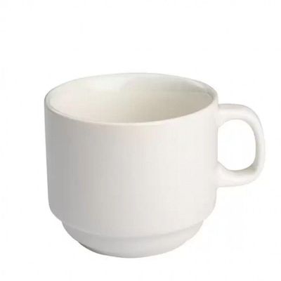 Kit 4 Xicaras Cha Branca S-pires Empilhavel 200ml Porcelart