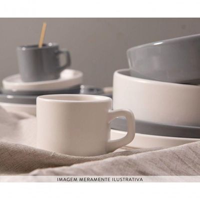 Kit 4 Xicaras Cha Branca S-pires Empilhavel 200ml Porcelart