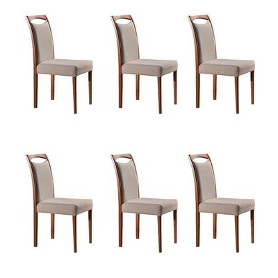 Conjunto com 6 Cadeiras de Jantar Lívia Creme