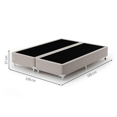 Cama Box Queen Royale com Colchão Queen Molas Ensacadas Bege e Branca