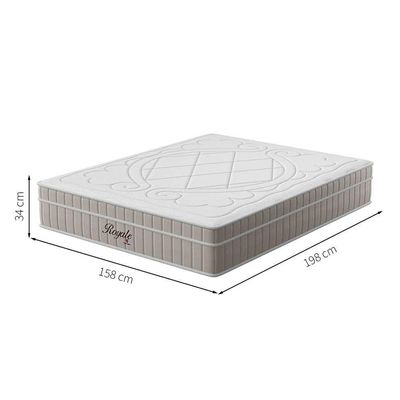 Cama Box Queen Royale com Colchão Queen Molas Ensacadas Bege e Branca