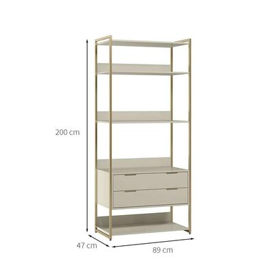 Guarda-Roupa Closet Industrial Mital 2 GV Off White e Dourado 89 cm