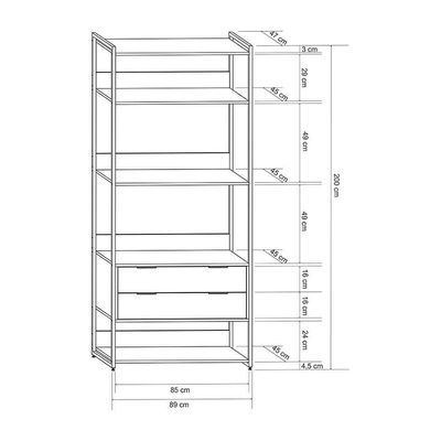 Guarda-Roupa Closet Industrial Mital 2 GV Off White e Dourado 89 cm
