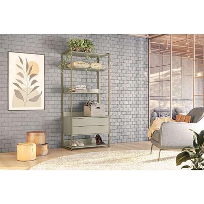 Guarda-Roupa Closet Industrial Mital 2 GV Off White e Dourado 89 cm