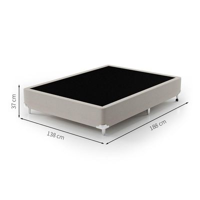 Cama Box Casal Royale com Colchão Casal Molas Ensacadas Bege e Branca