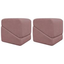 Kit 2 Puff Decorativo Para Sala Sense Persa Azaleia Bouclé