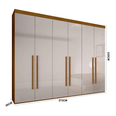 Guarda-Roupa Casal Maceio 6 PT Imbuia e Off White