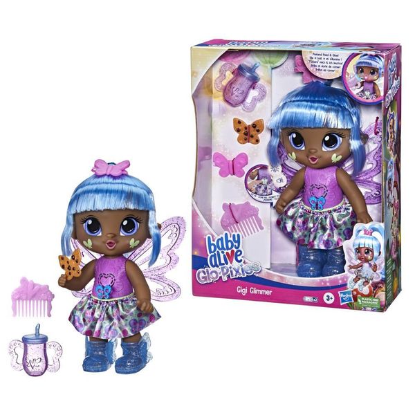 Baby Alive Glo Pixies Gigi Glimer Azul Hasbro