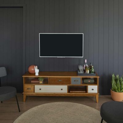 Rack para TV de 55 Polegadas Colors 5 GV Castanho Verniz e Colorido Envelhecido