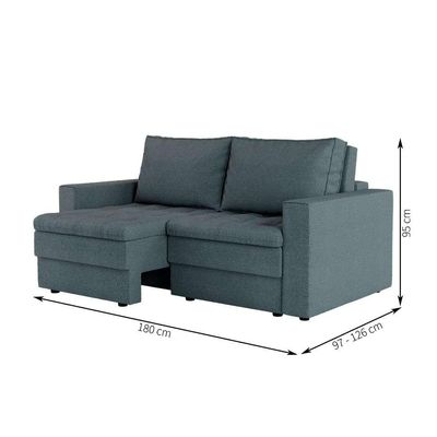 Sofá 3 Lugares Retrátil Berna Linho Cinza 180 cm