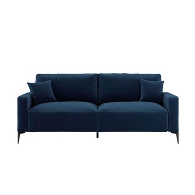 Sofá Unne 3 Lugares com Molas Ensacadas Linho Azul Marinho 200 cm