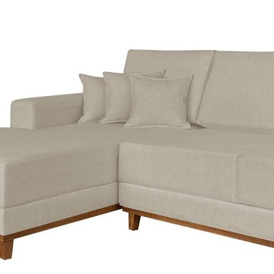 Sofá 4 Lugares Mônaco Com Chaise Esquerdo Linho Off White