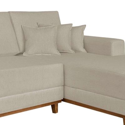 Sofá 4 Lugares Mônaco Com Chaise Direito Linho Off White