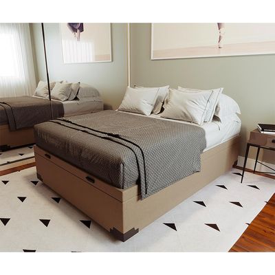 Base para Cama Box Casal Martin Premium com Baú Linho (47x138x188 cm) Bege