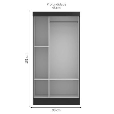 Guarda-Roupa Solteiro Berlim 2 PT Preto