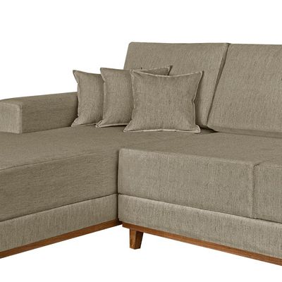 Sofá 4 Lugares Mônaco Com Chaise Esquerdo Linho Bege