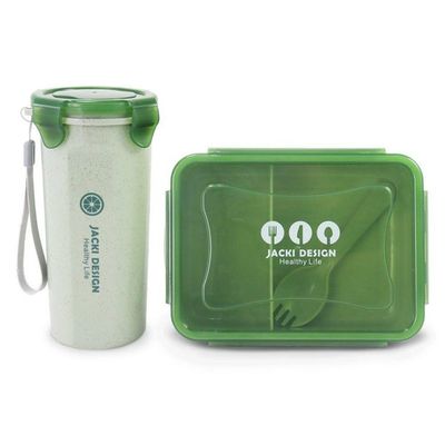 Conjunto Kit Fitness De 3 Peças E Porta Talheres Portátil Cor Verde