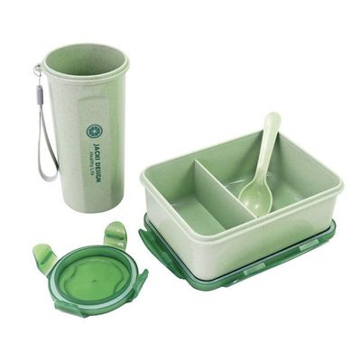 Conjunto Kit Fitness De 3 Peças E Porta Talheres Portátil Cor Verde