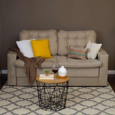 Sofá 3 Lugares Retrátil Lubeck Plush Suede Bege