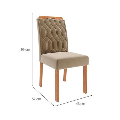 Conjunto com 2 Cadeiras Paola Wood Suede Joli e Madeira