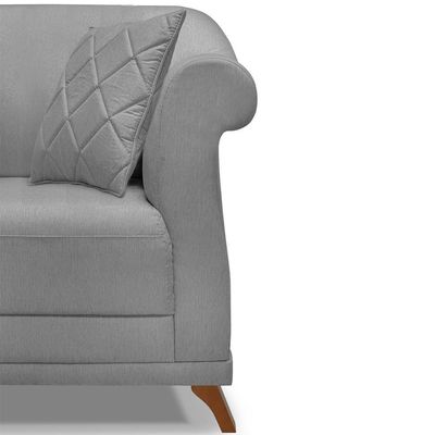 Poltrona Decorativa Retro Polo Com Almofada Linho Cinza Ezz Cinza