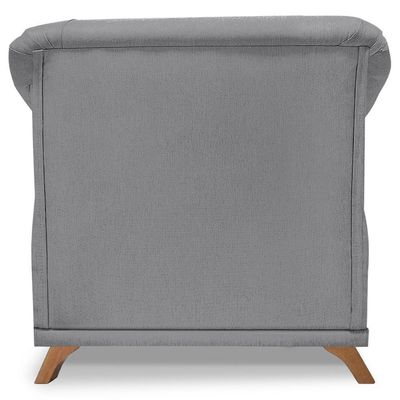 Poltrona Decorativa Retro Polo Com Almofada Linho Cinza Ezz Cinza