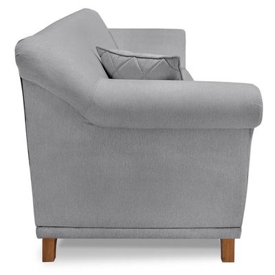 Poltrona Decorativa Retro Polo Com Almofada Linho Cinza Ezz Cinza